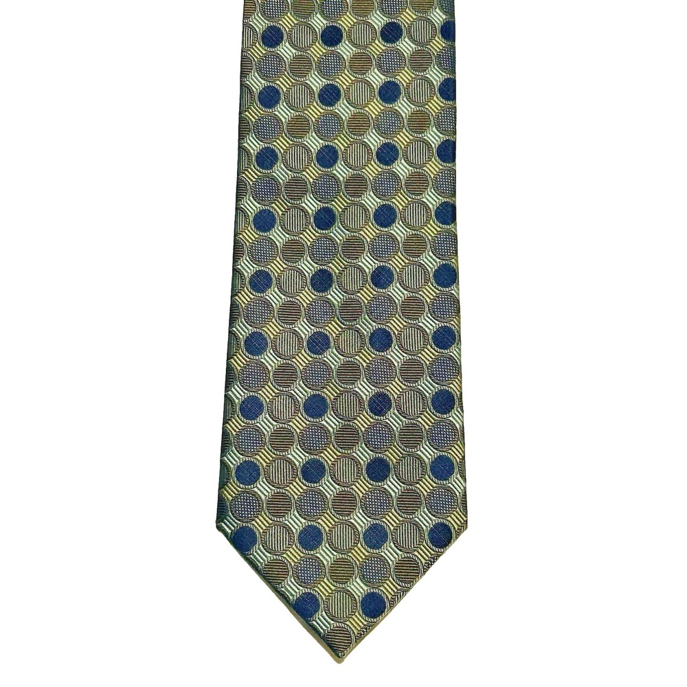 Andrew Fezza New York Silk Geometric Green Blue‎ Gold Repp Mens Tie 3.75"x60"